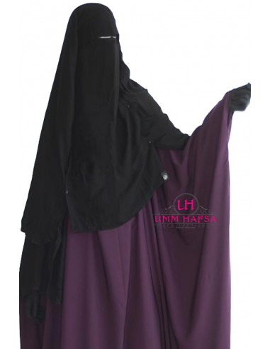 Niqab/Sitar Cap con clips Umm Hafsa 1m50 - Negro-Niqab Umm Hafsa-Maktaba-Ahloulhadith