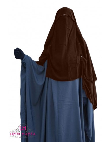 Niqab/Sitar Gorro con clips Umm Hafsa 1m50 - Marrón-Niqab Umm Hafsa-Maktaba-Ahloulhadith