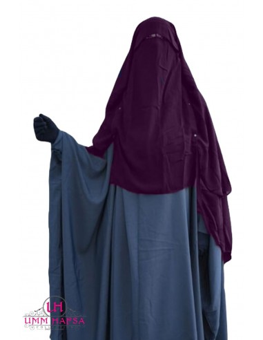 Niqab/Sitar Cap con clips Umm Hafsa 1m50 - Ciruela-Niqab Umm Hafsa-Maktaba-Ahloulhadith