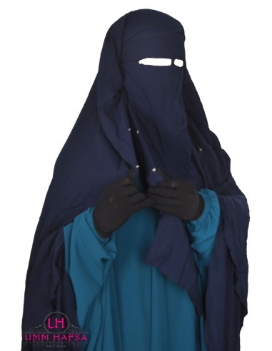 Niqab/Sitar cape met clips Umm Hafsa 1m60 - Blauw-Niqab Umm Hafsa-Maktaba-Ahloulhadith