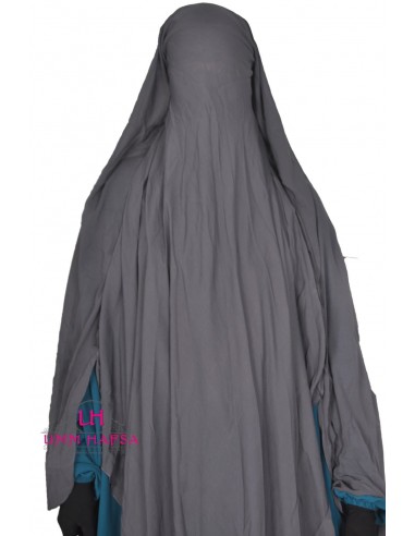 Niqab/Sitar cape med clips Umm Hafsa 1m60 - Grå-Niqab Umm Hafsa-Maktaba-Ahloulhadith
