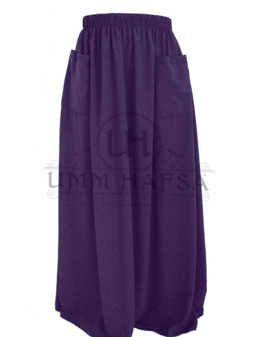 Jupe à poches Umm Hafsa - Aubergine-Jupe/Sarouel Umm Hafsa-Maktaba-Ahloulhadith
