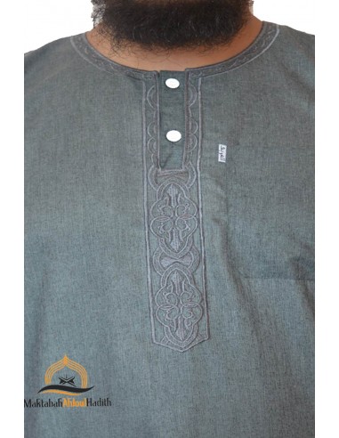 Qamis de manga corta para hombre - Azul marino-Qamis de manga corta-Maktaba-Ahloulhadith
