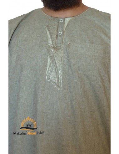 Qamis a maniche corte da uomo - Grigio chiaro-Qamis a maniche corte-Maktaba-Ahloulhadith