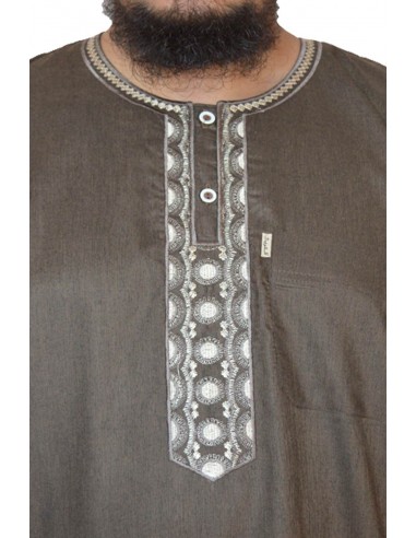 Qamis a maniche corte da uomo - Marrone-Qamis a maniche corte-Maktaba-Ahloulhadith