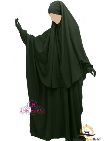 Conjunto Abaya/hijab Cape Umm Hafsa - Cáqui-Abaya Umm Hafsa-Maktaba-Ahloulhadith