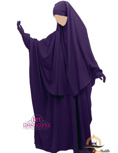 Ensemble Abaya/hijab Cape Umm Hafsa - Aubergine-Abaya Umm Hafsa-Maktaba-Ahloulhadith