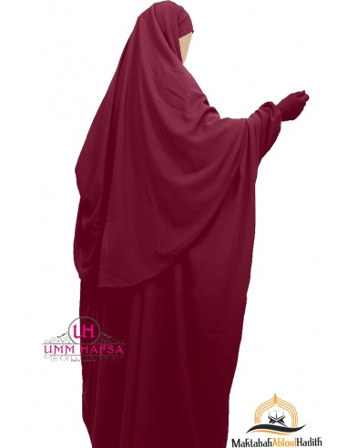 Cape Umm Hafsa Conjunto abaya/hijab - Burdeos-Abaya Umm Hafsa-Maktaba-Ahloulhadith