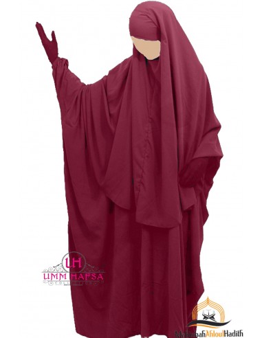 Cape Umm Hafsa Conjunto abaya/hijab - Burdeos-Abaya Umm Hafsa-Maktaba-Ahloulhadith