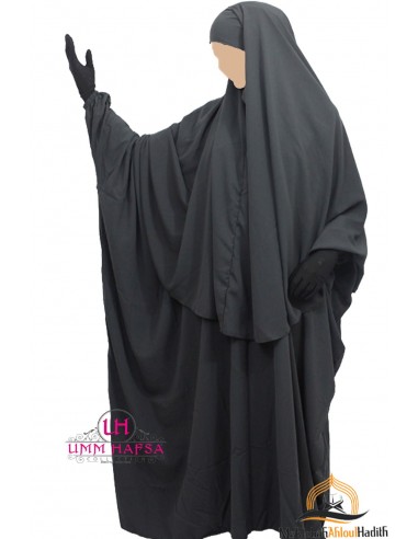 Abaya/hijab Cape set Umm Hafsa - Grå-Abaya Umm Hafsa-Maktaba-Ahloulhadith
