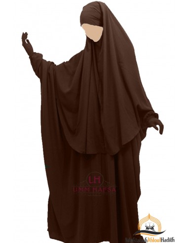 Conjunto de capa Abaya/hijab Umm Hafsa - Castanho-Abaya Umm Hafsa-Maktaba-Ahloulhadith