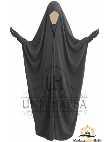 jilbab saudita de encaixe Umm Hafsa - Cinzento-JILBAB 1 PEÇA-Maktaba-Ahloulhadith