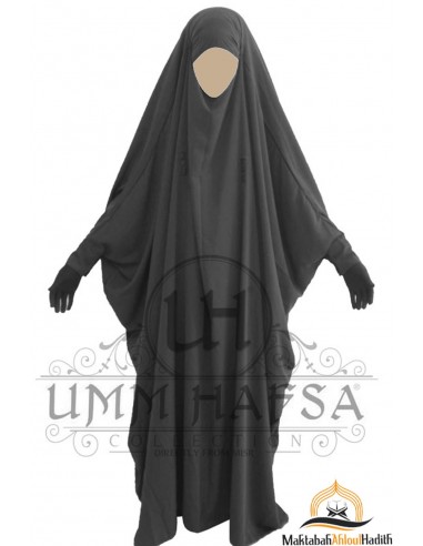 jilbab saudita de encaixe Umm Hafsa - Cinzento-JILBAB 1 PEÇA-Maktaba-Ahloulhadith