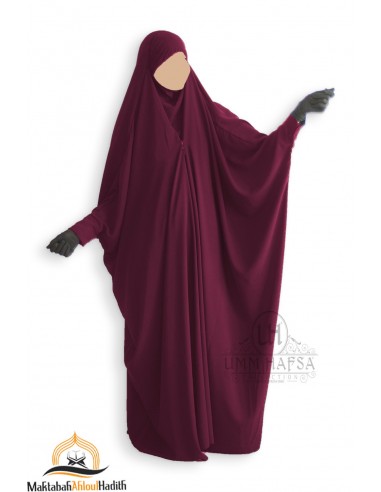 pinzas para el jilbab saudí Umm Hafsa - Burdeos-JILBAB 1 PIEZA-Maktaba-Ahloulhadith