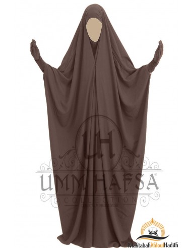 Saudita Clip Jilbab Umm Hafsa - Castanho-JILBAB 1 PEÇA-Maktaba-Ahloulhadith