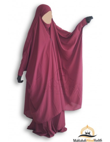 Jilbab 2 delar med clips "kjol" Umm Hafsa - Bordeaux-Umm Hafsa Collection®-Maktaba-Ahloulhadith