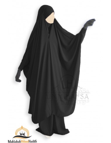 Jilbab 2 pieces with clips "skirt" Umm Hafsa - Black-Jilbab Umm Hafsa-Maktaba-Ahloulhadith