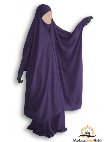 Jilbab 2 pieces à clips "jupe" Umm Hafsa - Aubergine-Jilbab Umm Hafsa-Maktaba-Ahloulhadith