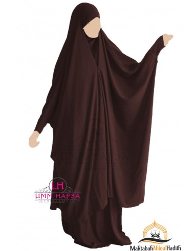 Jilbab de 2 peças com clipes "saia" Umm Hafsa - Castanho-Jilbab Umm Hafsa-Maktaba-Ahloulhadith