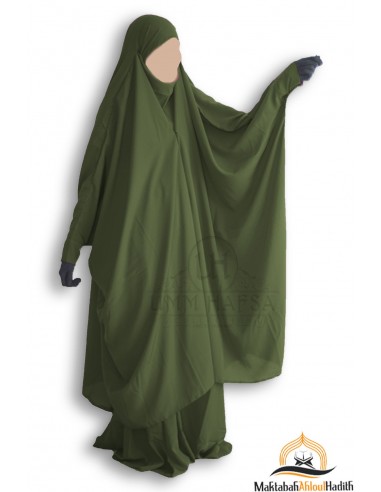 Jilbab 2 stuks à clips "jupe" Umm Hafsa - Kakigroen-Jilbab Umm Hafsa-Maktaba-Ahloulhadith