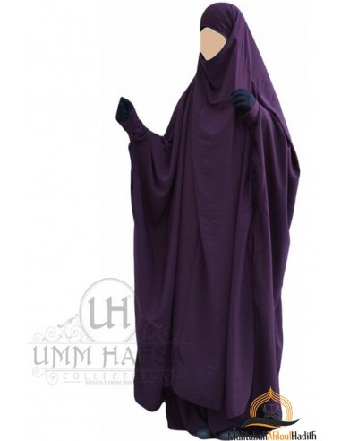 Umm Hafsa Rok Jilbab met ritssluiting - Aubergine-Jilbab Umm Hafsa-Maktaba-Ahloulhadith