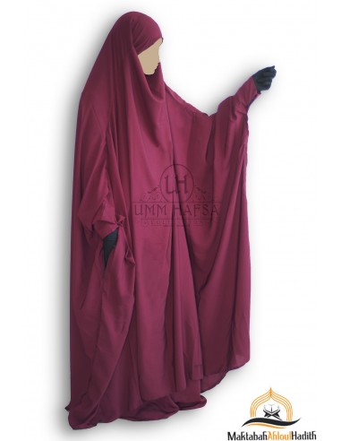 Umm Hafsa Saia Jilbab com fecho de correr - Bordeaux-Jilbab Umm Hafsa-Maktaba-Ahloulhadith