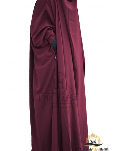 Umm Hafsa Rok Jilbab met ritssluiting - Bordeaux-Jilbab Umm Hafsa-Maktaba-Ahloulhadith