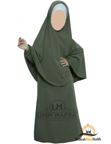 Abaya Hijab Mädchen Umm hafsa - Khaki-Abaya/Hijab-Kombination-Maktaba-Ahloulhadith
