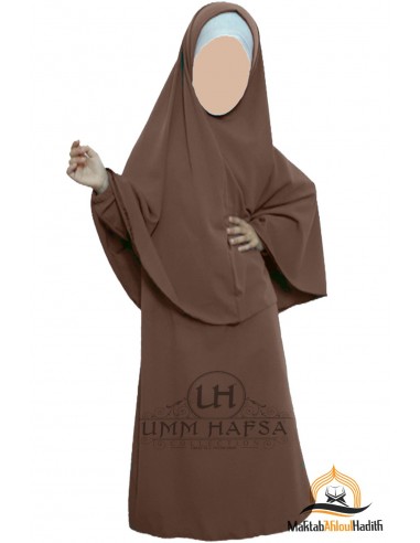 Abaya Hijab flicka Umm hafsa - Brun-Set för abaya/hijab-Maktaba-Ahloulhadith