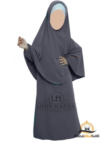 Abaya Hijab rapariga Umm hafsa - Cinzento-Conjunto Abaya/Hijab-Maktaba-Ahloulhadith