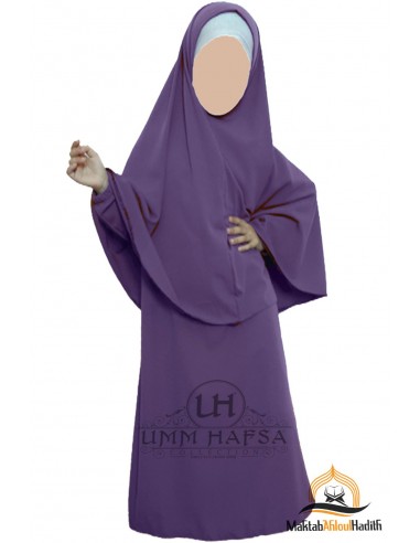 Abaya Hijab Mädchen Umm hafsa - Aubergine-Abaya/Hijab-Kombination-Maktaba-Ahloulhadith