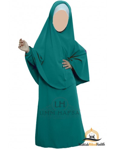 Abaya Hijab Mädchen Umm hafsa - Entenblau-Abaya/Hijab-Kombination-Maktaba-Ahloulhadith
