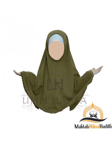 Abaya Hijab flicka Umm hafsa - Mandelgrön-Set för abaya/hijab-Maktaba-Ahloulhadith