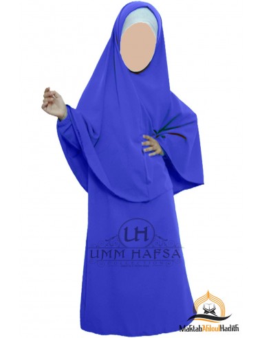 Abaya Hijab flicka Umm hafsa - Elektriskt blå-Set för abaya/hijab-Maktaba-Ahloulhadith