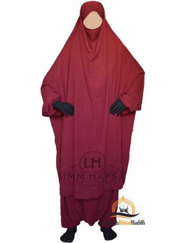 Jilbab dos piezas Clásico "Sarouel" Umm Hafsa - Burdeos-Jilbab Umm Hafsa-Maktaba-Ahloulhadith