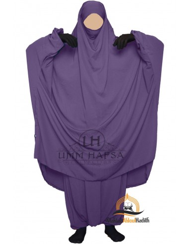 Jilbab de duas peças Clássico "Sarouel" Umm Hafsa - Beringela-Jilbab Umm Hafsa-Maktaba-Ahloulhadith