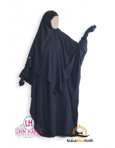Abaya + Khimar Lycra set Umm Hafsa - ZWART-Abaya Umm Hafsa-Maktaba-Ahloulhadith