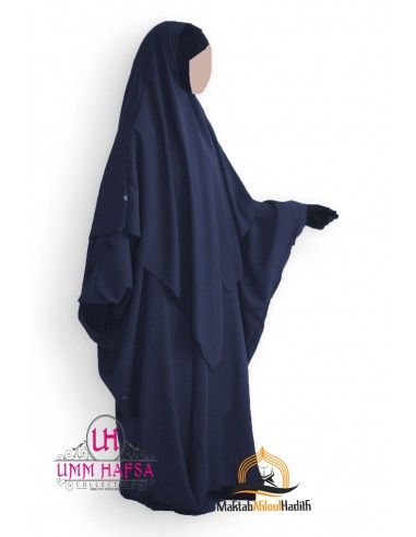 Abaya + Khimar Lycra set Umm Hafsa - BLU-Abaya Umm Hafsa-Maktaba-Ahloulhadith