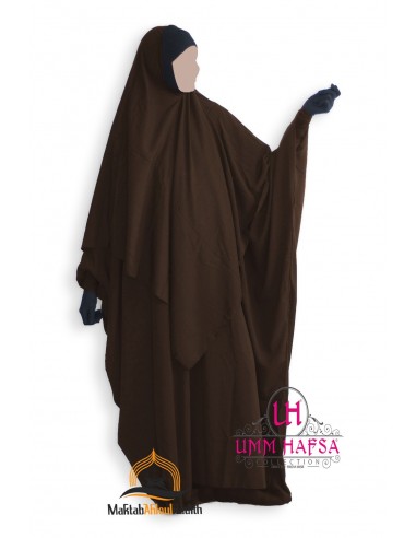 Conjunto Abaya + Khimar Lycra Umm Hafsa - MARRON-Abaya Umm Hafsa-Maktaba-Ahloulhadith