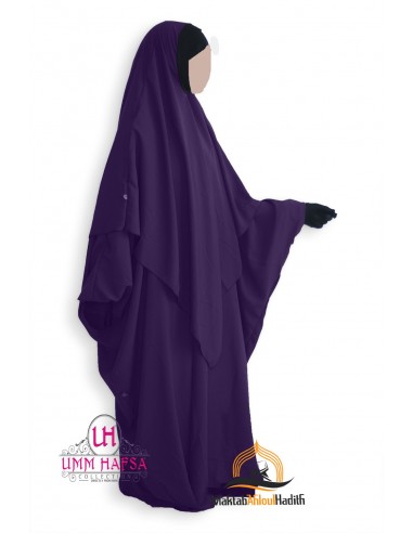 Abaya + Khimar Lycra Set Umm Hafsa - Aubergine-Abaya Umm Hafsa-Maktaba-Ahloulhadith