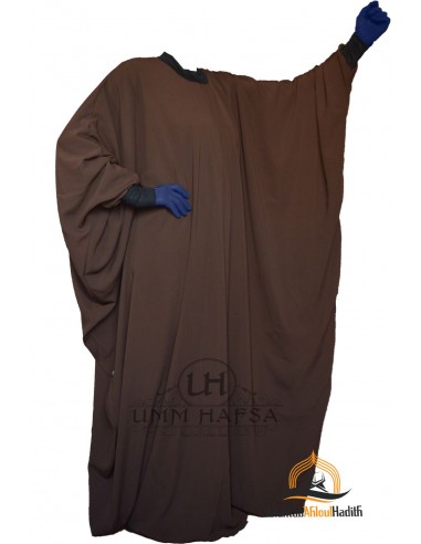 Conjunto Abaya + Khimar Lycra Umm Hafsa - MARROM-Abaya Umm Hafsa-Maktaba-Ahloulhadith