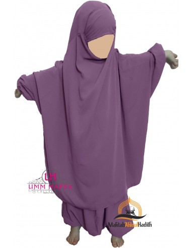 Jilbab för barn "Sarouel" Umm Hafsa - Plommon-Område för barn-Maktaba-Ahloulhadith