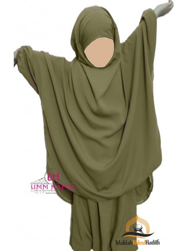 Jilbab de criança "Sarouel" Umm Hafsa - verde amêndoa-Área para crianças-Maktaba-Ahloulhadith