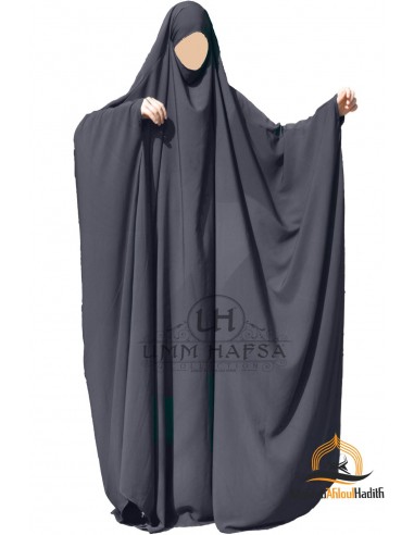 Big jilbab Saoudien Umm Hafsa - Gris-JILBAB 1 PIEZA-Maktaba-Ahloulhadith