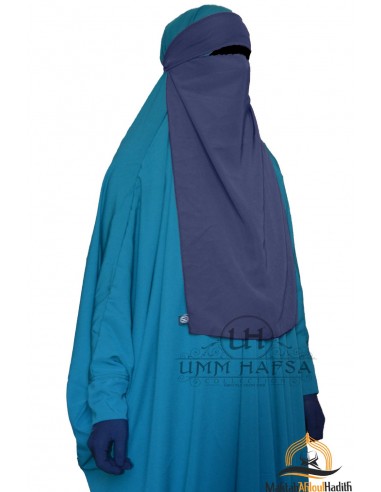 Niqab 1 voile ajustable Umm Hafsa – Bleu-Niqab Umm Hafsa-Maktaba-Ahloulhadith