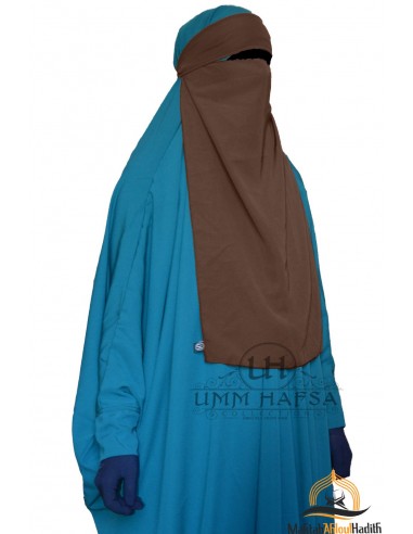 Niqab 1 verstelbare sluier Umm Hafsa - Bruin-Niqab Umm Hafsa-Maktaba-Ahloulhadith