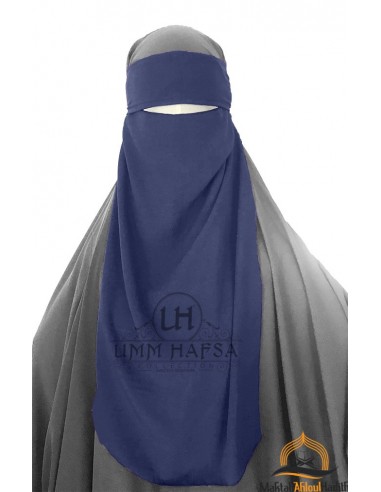 Niqab 1 voile ajustable Umm Hafsa – Bleu-Niqab Umm Hafsa-Maktaba-Ahloulhadith