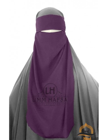 Niqab 1 justerbar slöja Umm Hafsa - Plommon-Niqab Umm Hafsa-Maktaba-Ahloulhadith