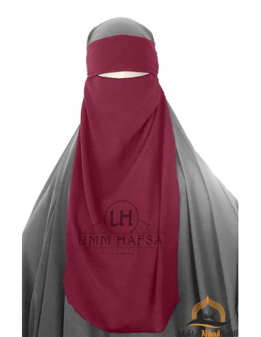 Niqab 1 véu ajustável Umm Hafsa - Bordeaux-Niqab Umm Hafsa-Maktaba-Ahloulhadith