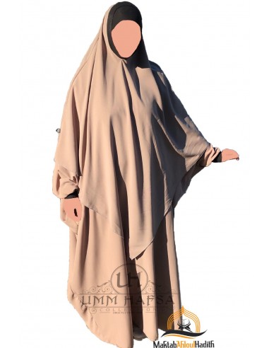 Abaya + Khimar Lycra Set Umm Hafsa - Taupe-Abaya Umm Hafsa-Maktaba-Ahloulhadith